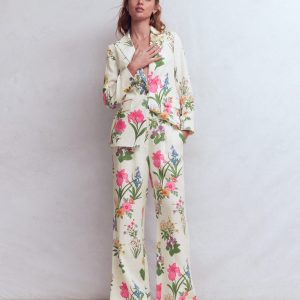 Kensington Linen Pants-Ivory. Delicate Blossom