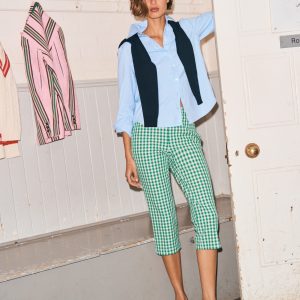 Capri Pants-Rich Emerald. Gingham