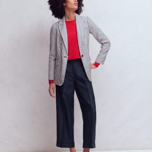 Chiswick Crop Linen Pants-Navy