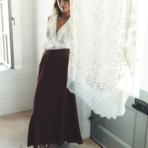 Miriam Linen Maxi Skirt-Bitter Chocolate