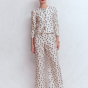 Mayfair Linen Pants-Ivory. Painted Dot